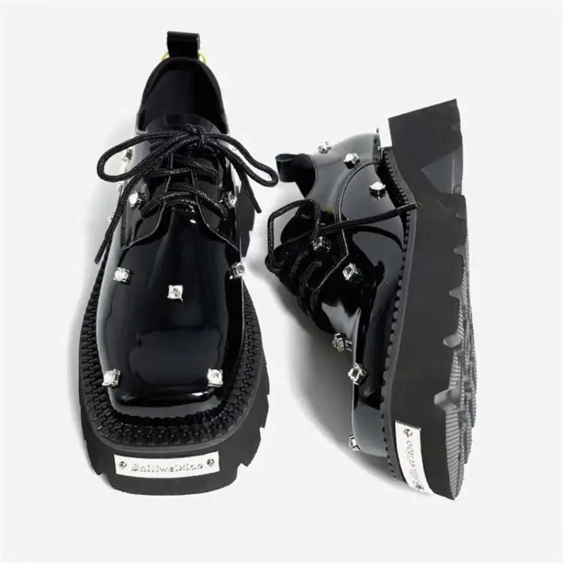Platform Sneakers Chunky - Mulheres mocassins plataforma de cristal chunky
