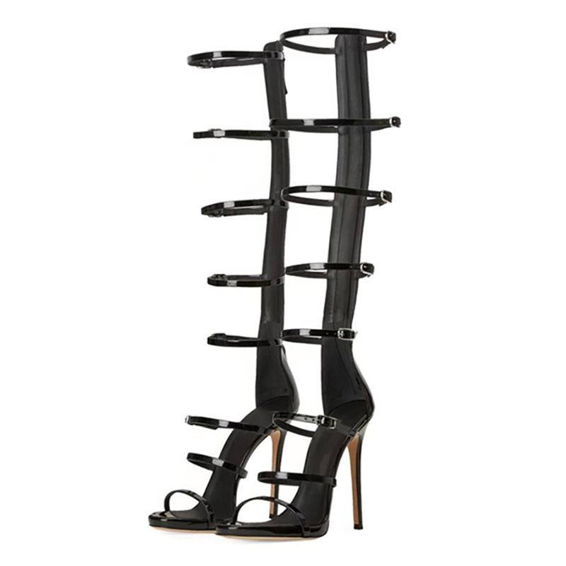 Metallic Heel Sandal - Botas Femininas de Verão Novas 2026