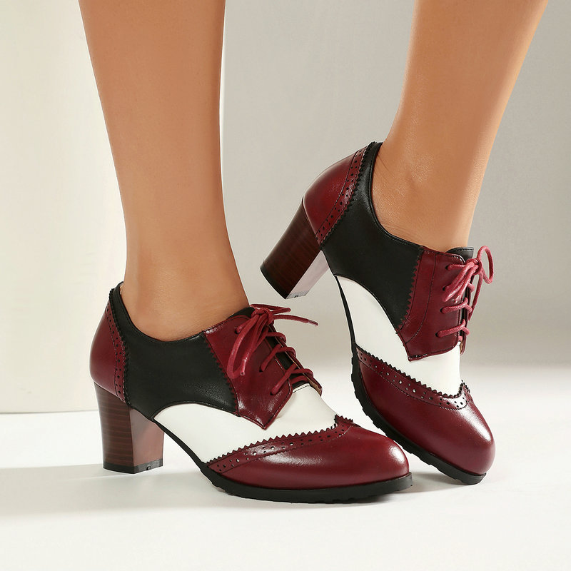 Women'S Xti Shoes - Sapatos Oxford Brogue Vintage Bicolor Femininos