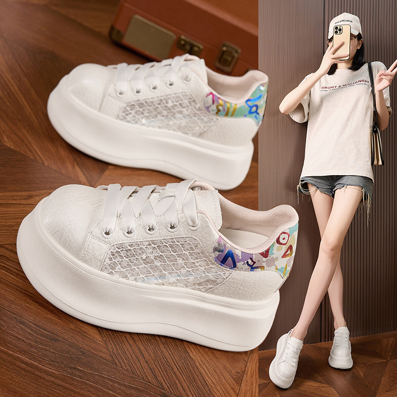 Tênis Brancos de Solado Grosso - Mesh Sneaker Women avaliação e preço