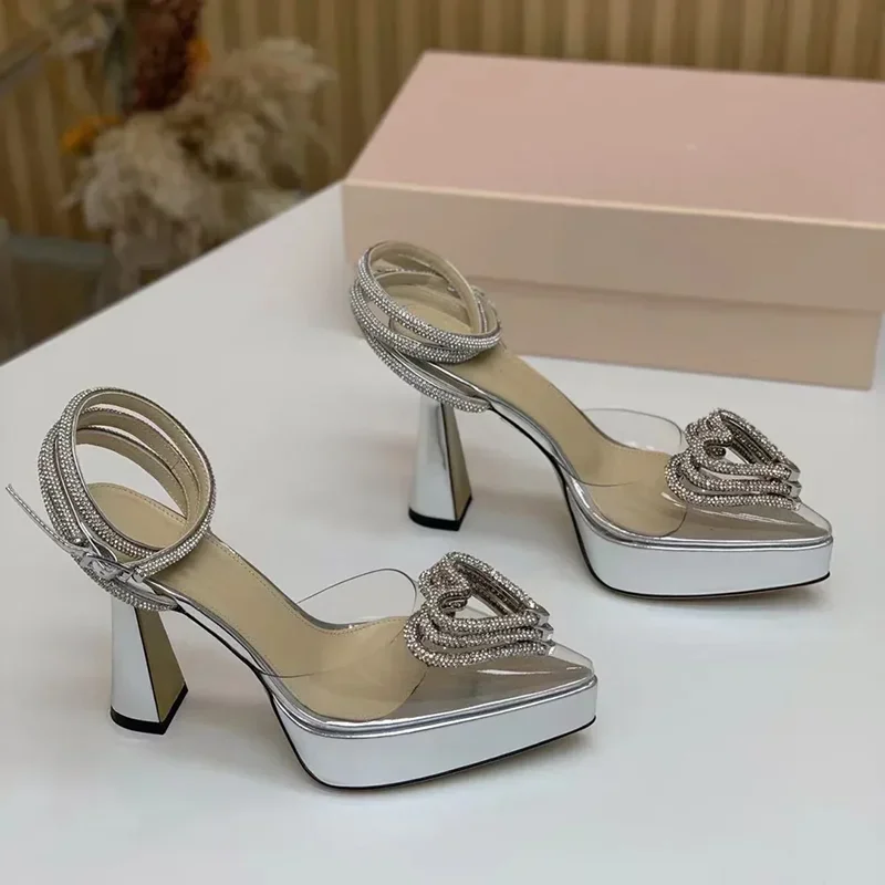 Plataforma de cristal amor dec - Metallic Heel Sandal avaliação e preço